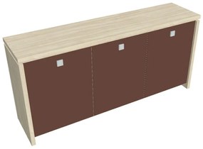 Dulap mic Verno 188 x 46 x 90 cm, uși de sticlă, salcâm / maro