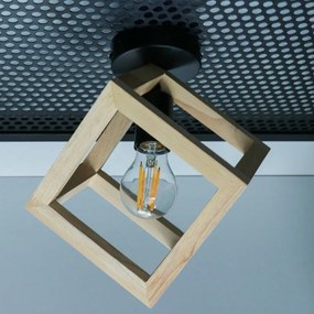 Plafonieră Klausen Rhombus PL1 Relax Lemn Natur 24x22x22 cm, E27 15W, Design Modern, Iluminat Interior Ideal pentru Dormitor, Hol sau Dining
