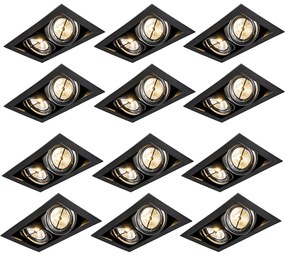 Set de 12 spoturi îngropate negre AR111 reglabile cu 2 lumini - Oneon