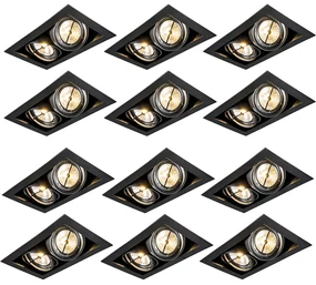 Set de 12 spoturi îngropate negre AR111 reglabile cu 2 lumini - Oneon
