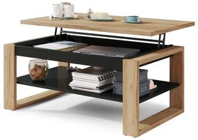 Măsuță de cafea cu blat rabatabil și raft NEA stejar/negru