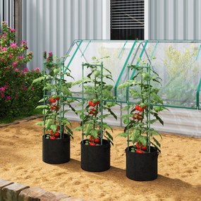 Outsunny Patură înălțată cu suport pentru cățărători saci 83,7 litri set de 3 jardiniere triunghiulare suport roșii 35 x 35 x 120 cm | Aosom Romania