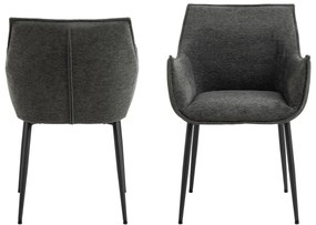 Scaun de sufragerie gri închis tapițat Bonita – Actona