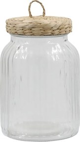 Borcan cu capac din papura, H16/D11cm - 900 ml
