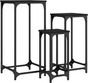 vidaXL Mese laterale suprapuse, 3 buc., negru, lemn prelucrat