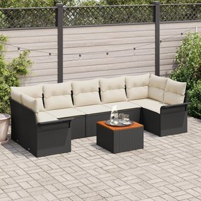 vidaXL Set de canapele pentru grădină 8 pcs Negru Rattan poli