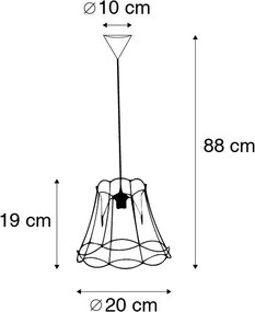 Lampă suspendată retro neagră 20 cm - Granny Frame