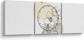 Tablou - Flori bej cu fluture N⁰3 (cu ceas) (90x30 cm)