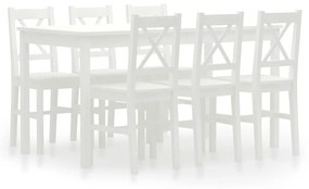 Set mobilier de bucatarie, 7 piese, alb, lemn de pin Alb, 7