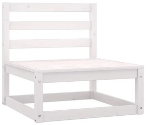 Canapele de mijloc pentru gradina, 3 buc., alb, lemn masiv pin