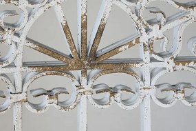 Oglindă de perete din metal alb antichizat în formă de fereastră arcuită, 55×3×103,5 cm, „Ventana"