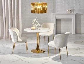 Set masa rotunda Casemiro + 3 scaune K474 crem/auriu