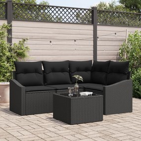 vidaXL Set de canapele pentru grădină 5 pcs Negru Rattan poli