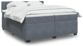vidaXL Pat box spring cu saltea, gri închis, 200x200 cm, catifea