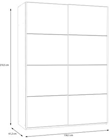 Dulap pentru haine KARO 150x210 cm, alb