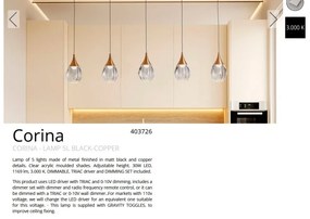 Lustra LED dimabila design modern Corina 5L negru/cupru
