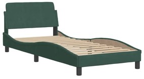 373115 vidaXL Cadru de pat cu tăblie, verde închis, 90x200 cm, catifea