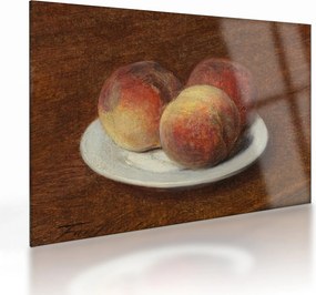 Tablou pe sticlă - Henri Fantin-Latour, Three Peaches on a Plate, reproducere (70x50 cm)