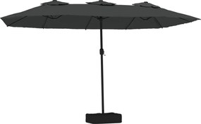 vidaXL Umbrelă de grădină cu două capete cu LED, antracit, 449x265 cm