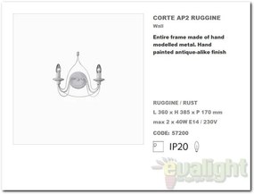 Aplica de perete clasica modelat si pictat manual disponibil in finisaj alb antichizat CORTE AP2 028460