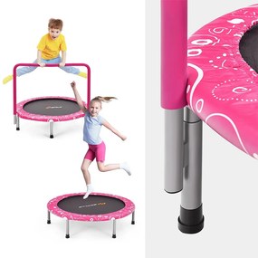Trambulină pliabilă pentru copii cu mâner, roz