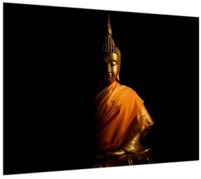 Tablou pe sticlă - Statuia lui Buddha de aur (70x50 cm)