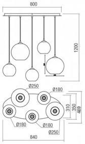 Lustră pe cablu Redo 01-2080 BOWL 5xE27/42W/230V cupru