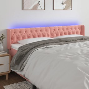 3123637 vidaXL Tăblie de pat cu LED, roz, 183x16x78/88 cm, catifea