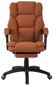 Scaun directorial, masaj lombar, spatar rabatabil, suport pentru picioare, material textil premium, Maro