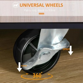 HOMCOM Cărucior de Bucătărie cu Roți și Dulap pentru Depozitare Mobilier Modern pentru Bucătărie | Aosom Romania