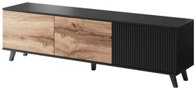 Comoda TV Random RTV2 stejar wotan/negru - L180 x A40 x h52 cm