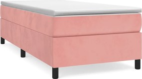vidaXL Pat box spring cu saltea, roz, 80x200 cm, catifea