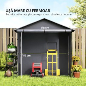 Outsunny Cort Garaj cu Intrare Rulabilă, Corzi și Țăruși, 1.1x2 m, Gri Închis | Aosom Romania