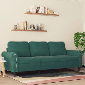 vidaXL Canapea cu 3 locuri, verde închis, 180 cm, catifea