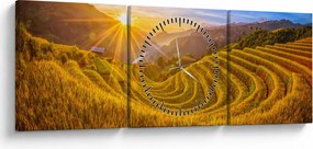 Tablou - Terasele de orez din Vietnam (cu ceas) (90x30 cm)