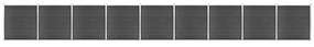 Set de panouri de gard, negru, 1564x186 cm, WPC 1, Negru, 9 sectiuni