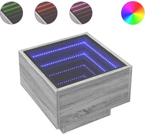 vidaXL Masă laterală cu LED, sonoma gri, 40x40x30 cm, lemn prelucrat