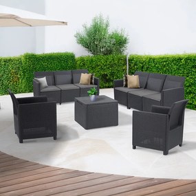 Set de mobilier de grădină Claire cu 8 locuri, grafit