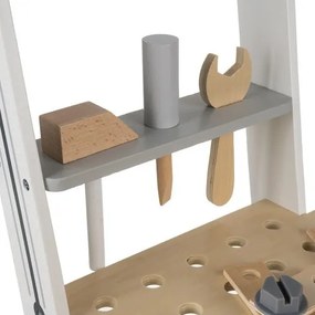 Banc de lucru din lemn pentru copii cu unelte - jucărie educativă 3în1