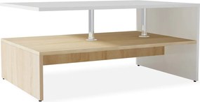 vidaXL Măsuță de cafea, PAL, 90x59x42 cm, culoarea stejarului și alb