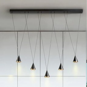 Lustra liniara cu 5 pendule suspendate LED Conic
