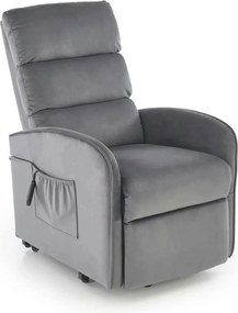 Fotoliu recliner MARONI, stofa catifelata gri - Bluvel 14, 62x92/165x1