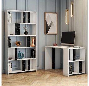 Masă PC cu raft Limba (Alb + Negru). 1088389