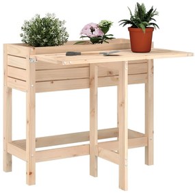 vidaXL Jardinieră de grădină cu blat pliabil, lemn masiv pin