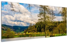 Tablou - Barcă pe lac (120x50 cm)