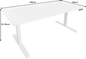 Birou cu inaltime reglabila electrica WHITE DESK 140cm
