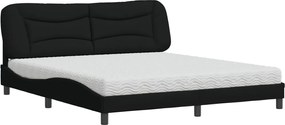 vidaXL Pat cu saltea, Hvar, negru, 180x200 cm, catifea