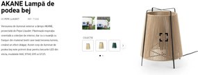 Lampa de podea decorativa iluminat exterior IP44 AKANE Beige