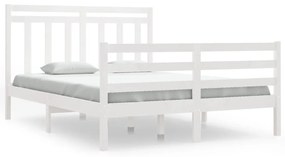 3105291 vidaXL Cadru de pat dublu, alb, 135x190 cm, lemn masiv