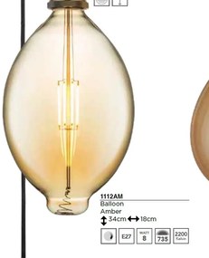 Bec decorativ de dimensiuni mari E27 dimabil 8W 2200K Giant LED Balloon